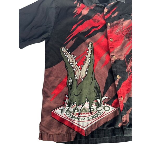 Vintage Tabasco Alligator Crocodile Pepper Sauce Camp Button Up Shirt Mens XL - Picture 7 of 10